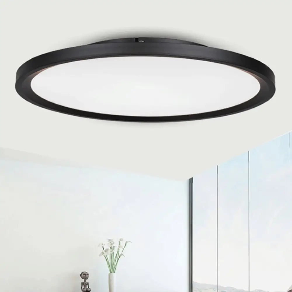 Modern Led Flush Mount Light With Metal Shade And Acrylic Diffuser In White/Warm 16’/19.5’