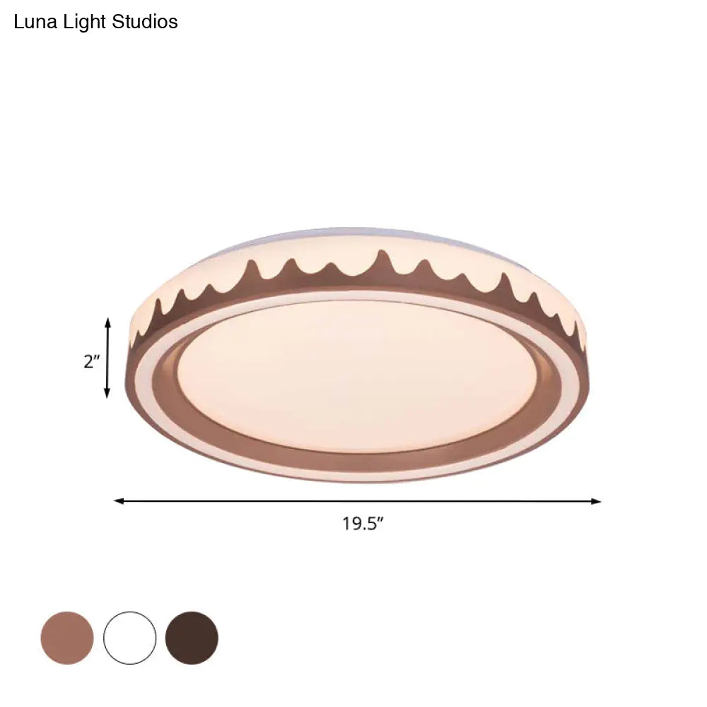 Modern Led Flush Mount Light With White/Gold/Coffee Circle Design For Living Room