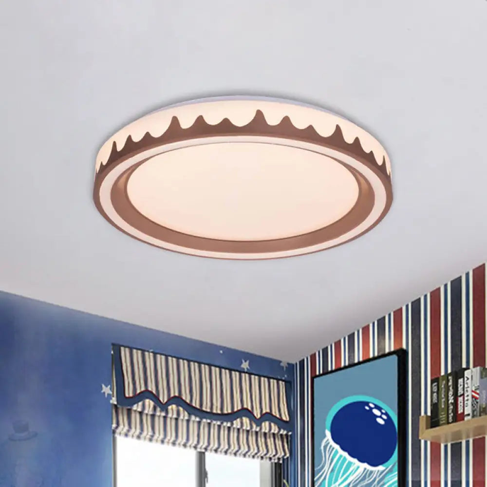 Modern Led Flush Mount Light With White/Gold/Coffee Circle Design For Living Room Gold