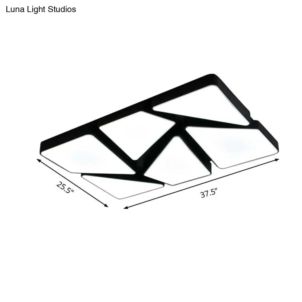 Modern Led Flush Mount Lighting: 25.5/37.5 W Acrylic Shade Black/White Square/Rectangular Ceiling