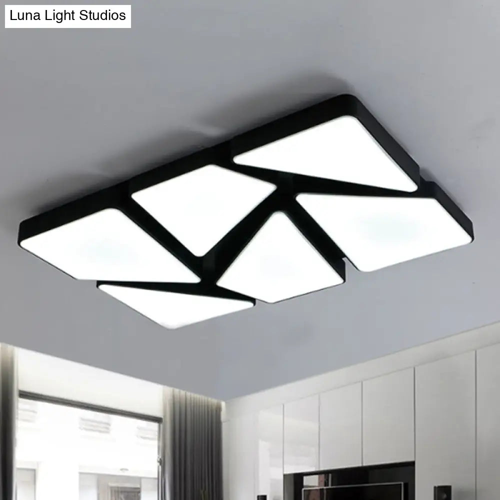 Modern Led Flush Mount Lighting: 25.5/37.5 W Acrylic Shade Black/White Square/Rectangular Ceiling