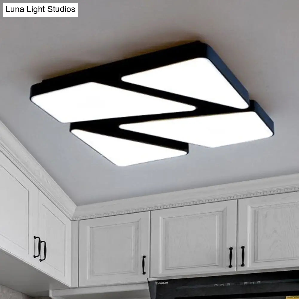 Modern Led Flush Mount Lighting: 25.5/37.5 W Acrylic Shade Black/White Square/Rectangular Ceiling