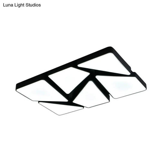 Modern Led Flush Mount Lighting: 25.5’/37.5’ W Acrylic Shade Black/White Square/Rectangular