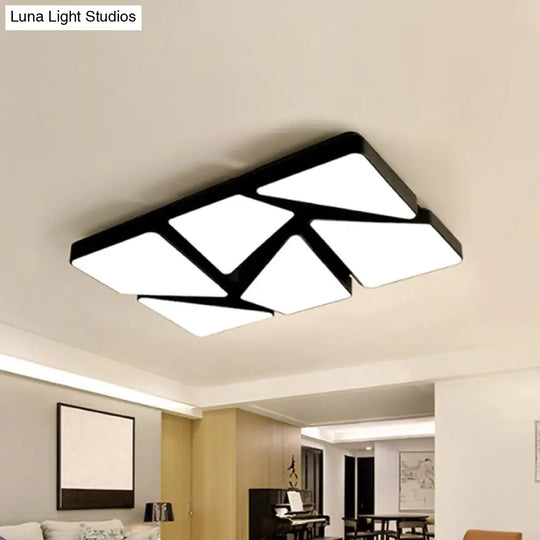 Modern Led Flush Mount Lighting: 25.5/37.5 W Acrylic Shade Black/White Square/Rectangular Ceiling
