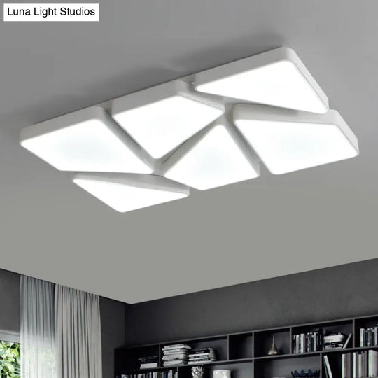 Modern Led Flush Mount Lighting: 25.5’/37.5’ W Acrylic Shade Black/White Square/Rectangular