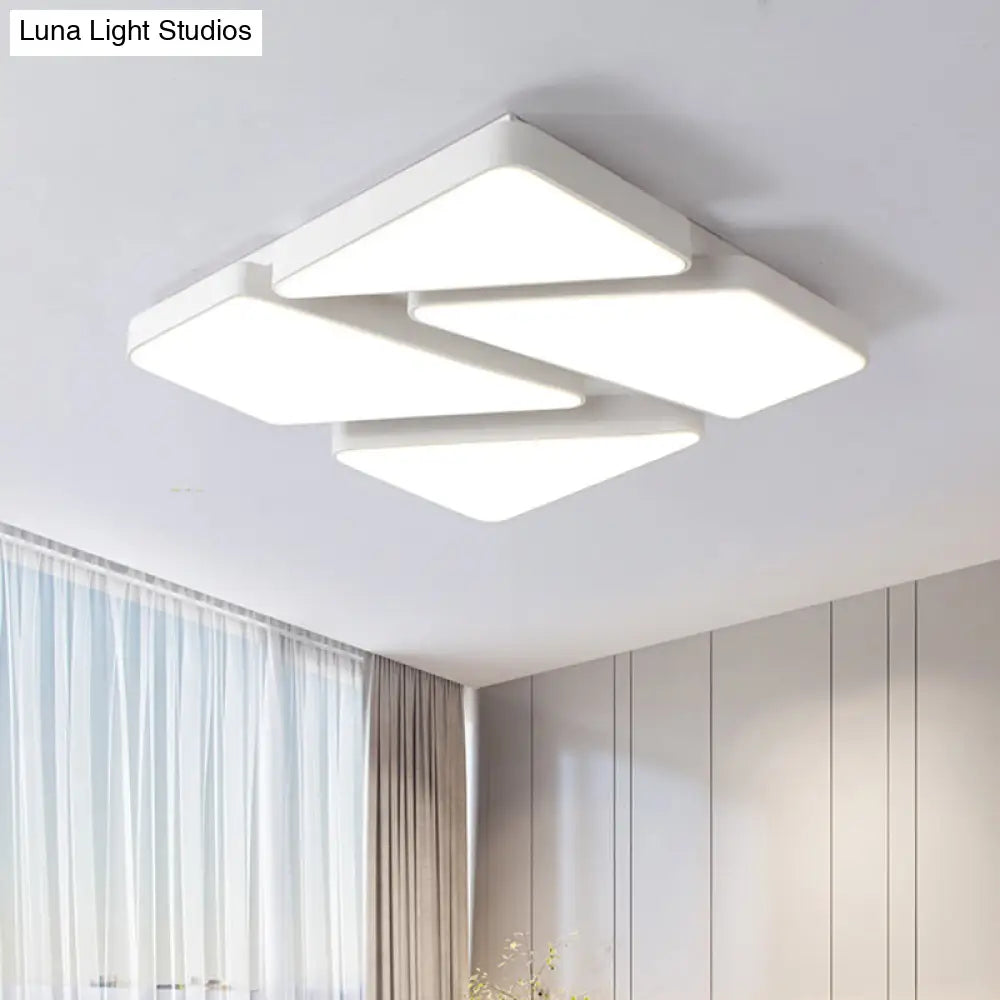 Modern Led Flush Mount Lighting: 25.5/37.5 W Acrylic Shade Black/White Square/Rectangular Ceiling