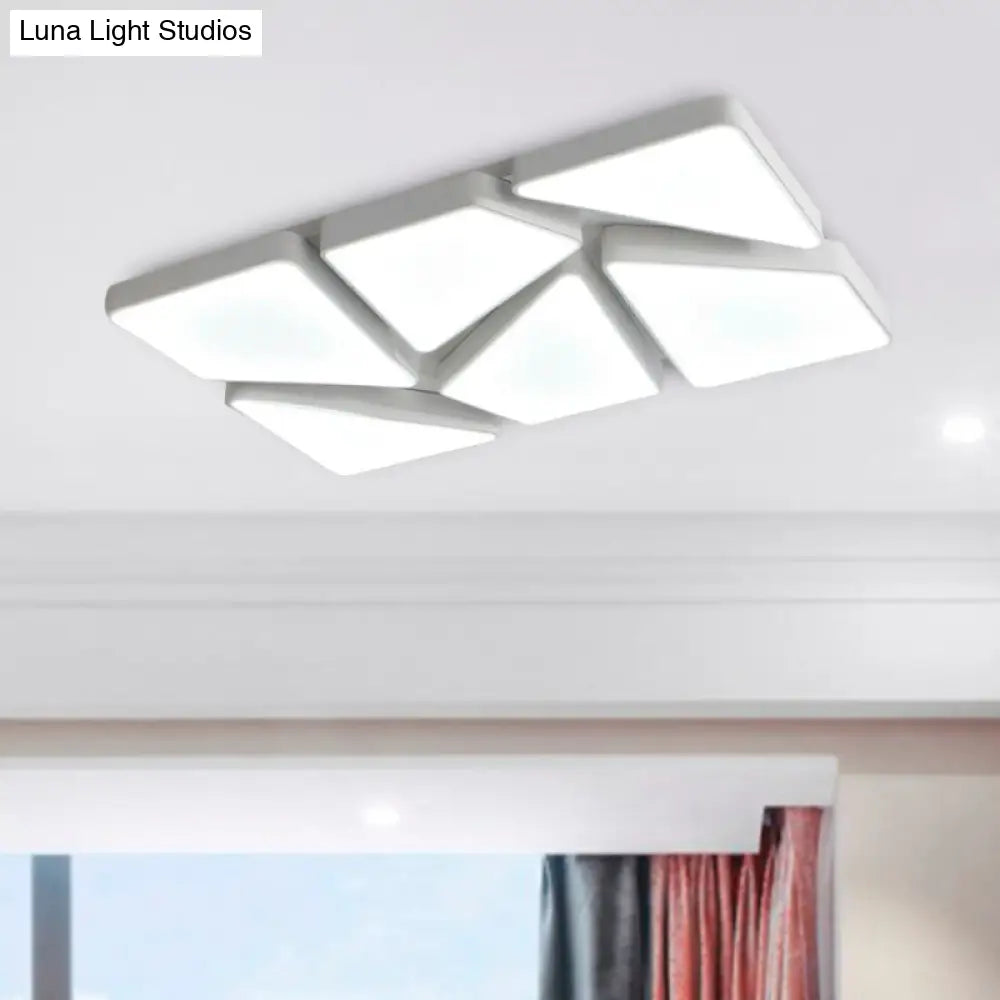 Modern Led Flush Mount Lighting: 25.5/37.5 W Acrylic Shade Black/White Square/Rectangular Ceiling