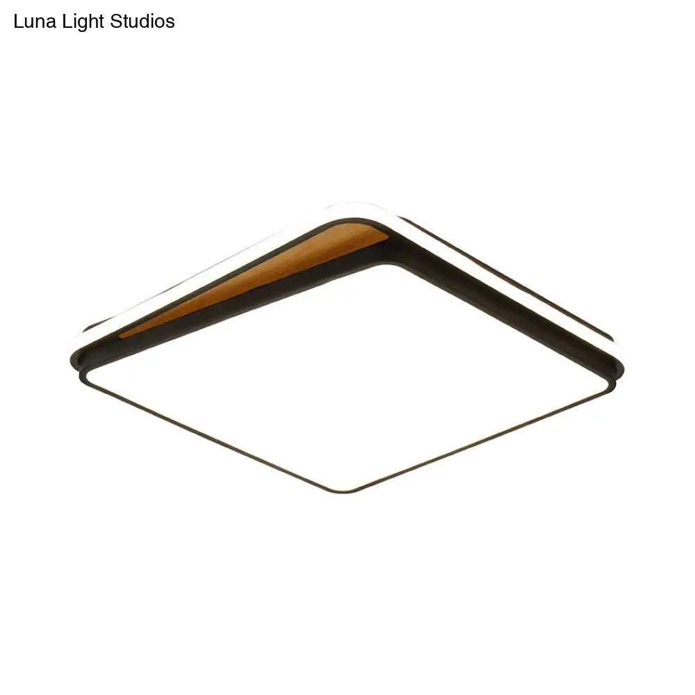 Modern Led Flush Mount Lighting Fixture - Brick Metal Design In White/Black Available White Or Warm