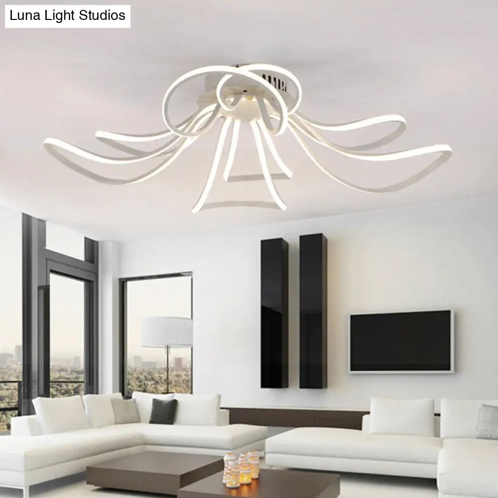 Modern Led Flush Mount Lighting In White For Petal Living Room