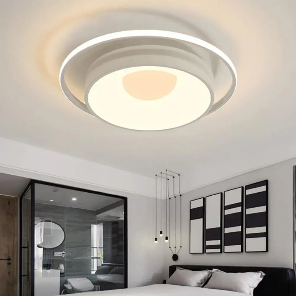 Modern Led Flush Mount Lighting In White/Pink/Blue - Round Acrylic Ceiling Lamp Fixture