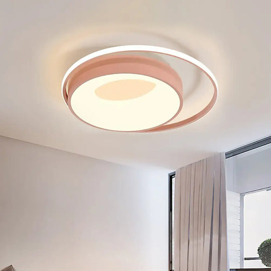 Modern Led Flush Mount Lighting In White/Pink/Blue - Round Acrylic Ceiling Lamp Fixture