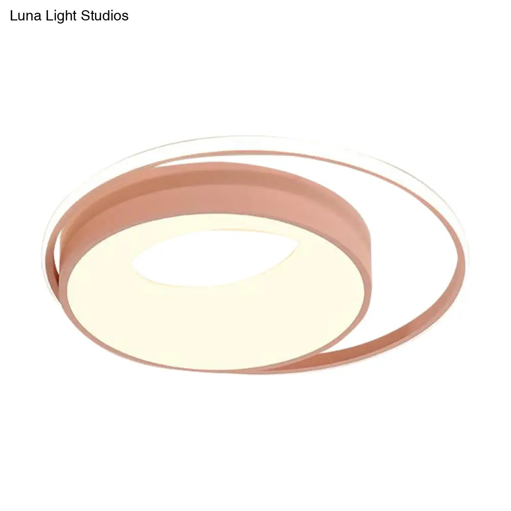 Modern Led Flush Mount Lighting In White/Pink/Blue - Round Acrylic Ceiling Lamp Fixture