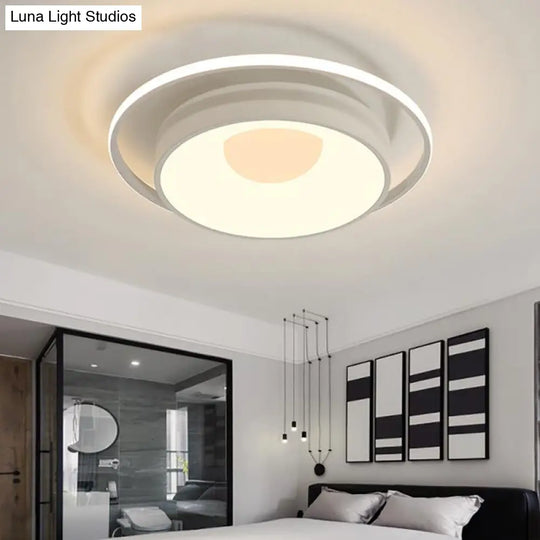 Modern Led Flush Mount Lighting In White/Pink/Blue - Round Acrylic Ceiling Lamp Fixture