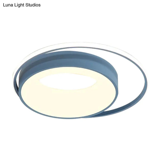 Modern Led Flush Mount Lighting In White/Pink/Blue - Round Acrylic Ceiling Lamp Fixture