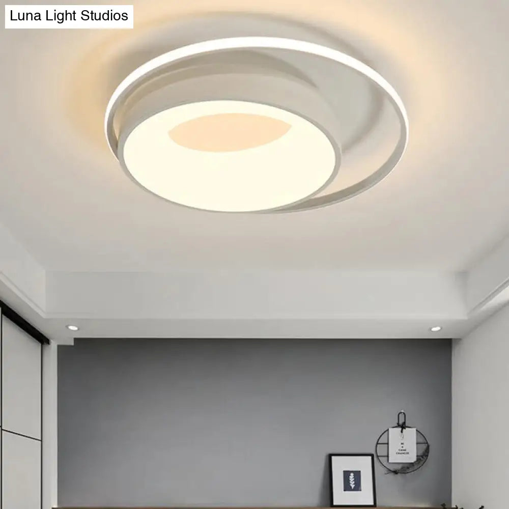 Modern Led Flush Mount Lighting In White/Pink/Blue - Round Acrylic Ceiling Lamp Fixture