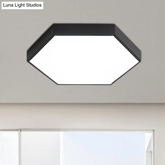 Modern Led Flush Mount With Metal Shade - Hexagon Design In Gray/Yellow/Blue White/Warm Light