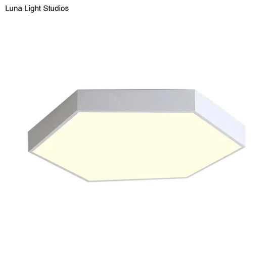 Modern Led Flush Mount With Metal Shade - Hexagon Design In Gray/Yellow/Blue White/Warm Light