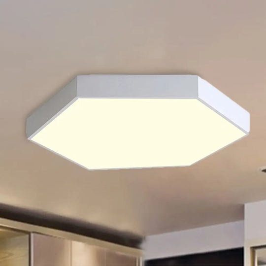 Modern Led Flush Mount With Metal Shade - Hexagon Design In Gray/Yellow/Blue White/Warm Light