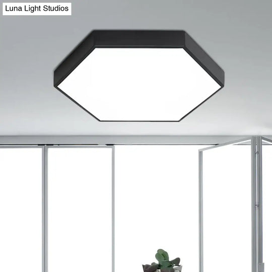 Modern Led Flush Mount With Metal Shade - Hexagon Design In Gray/Yellow/Blue White/Warm Light