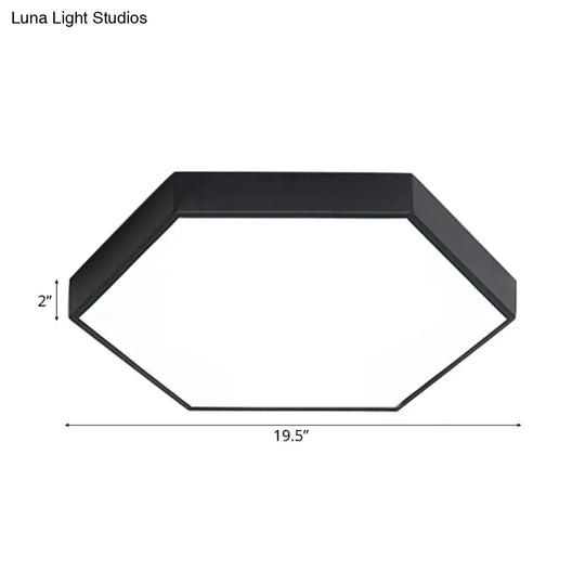 Modern Led Flush Mount With Metal Shade - Hexagon Design In Gray/Yellow/Blue White/Warm Light