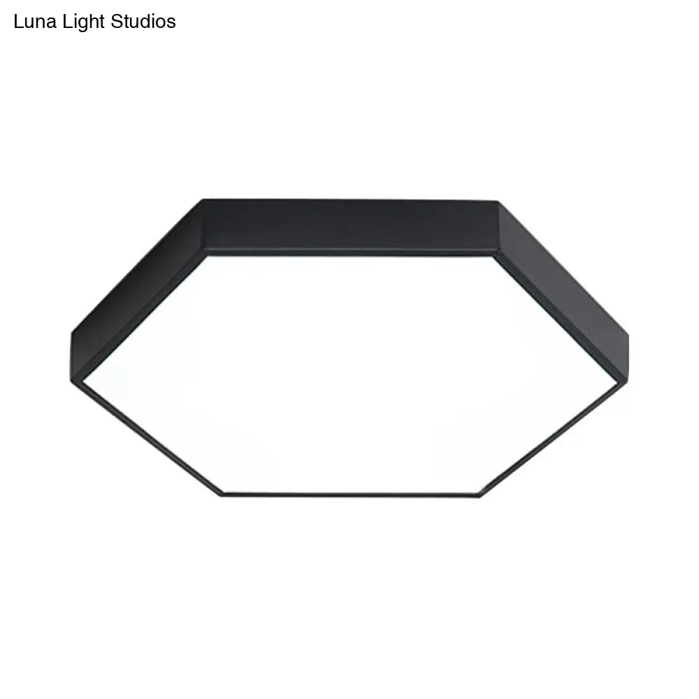 Modern Led Flush Mount With Metal Shade - Hexagon Design In Gray/Yellow/Blue White/Warm Light