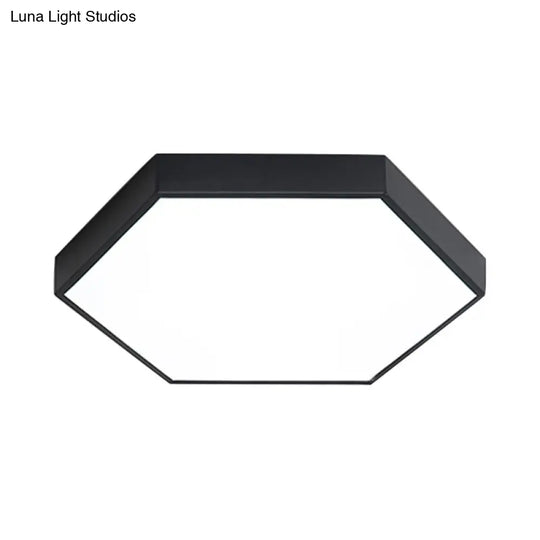 Modern Led Flush Mount With Metal Shade - Hexagon Design In Gray/Yellow/Blue White/Warm Light