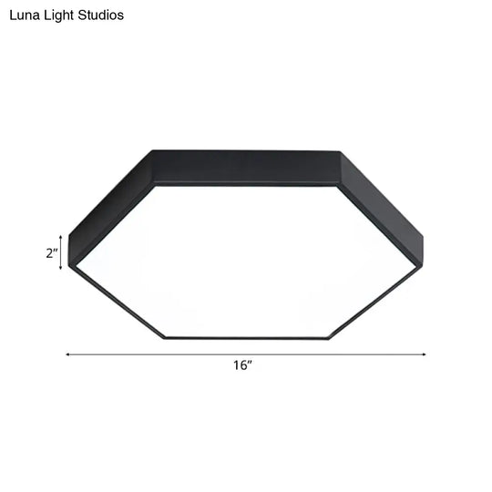 Modern Led Flush Mount With Metal Shade - Hexagon Design In Gray/Yellow/Blue White/Warm Light