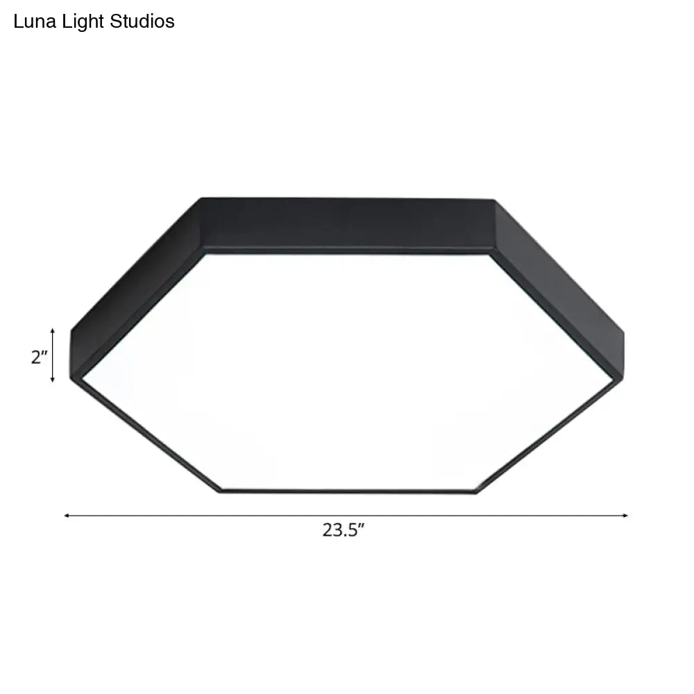Modern Led Flush Mount With Metal Shade - Hexagon Design In Gray/Yellow/Blue White/Warm Light