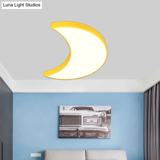 Modern Led Flushmount Ceiling Light For Playroom - Creative Crescent Design Acrylic Material