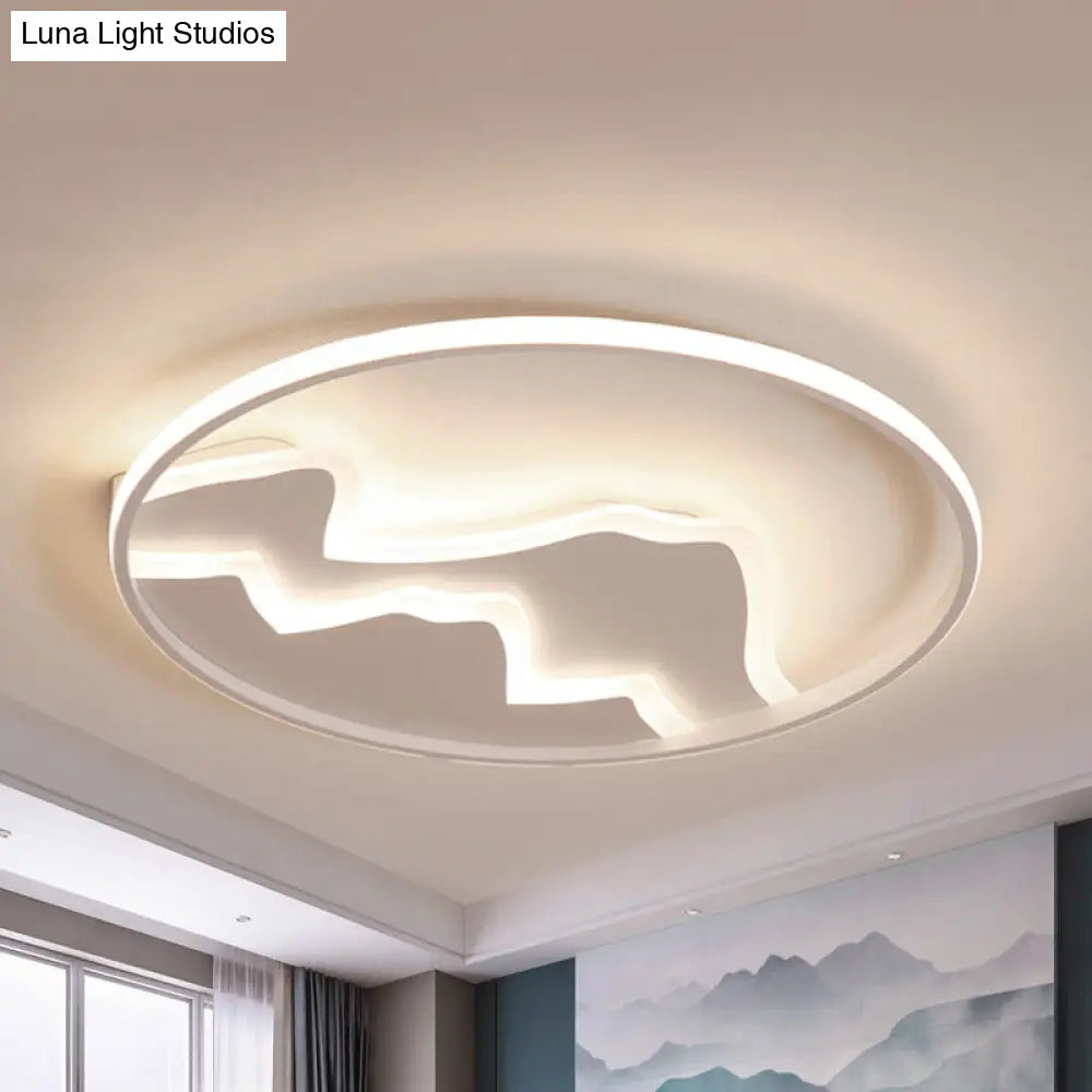 Modern Led Flushmount Ceiling Light In White - Acrylic Mountain Design For Living Room Or Hallway /