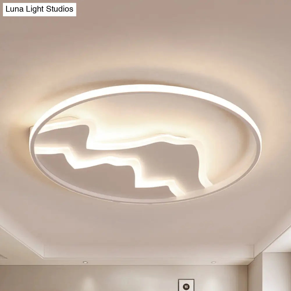 Modern Led Flushmount Ceiling Light In White - Acrylic Mountain Design For Living Room Or Hallway