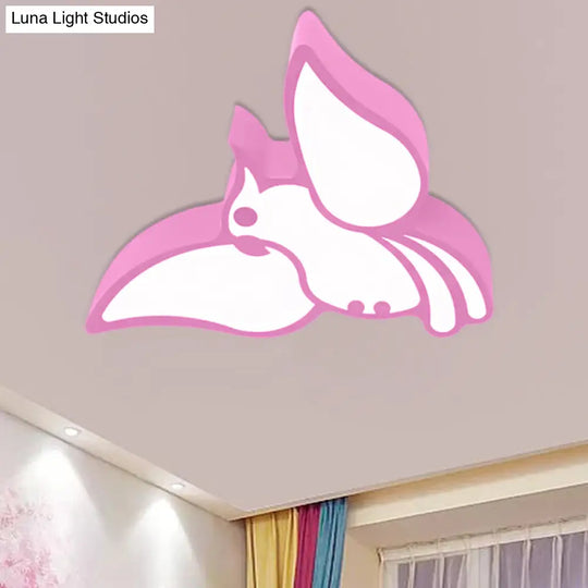 Modern Led Flushmount Ceiling Light: Stylish Flying Bird Design For Kindergarten Pink / White 18