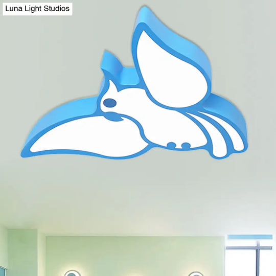 Modern Led Flushmount Ceiling Light: Stylish Flying Bird Design For Kindergarten Blue / White 18