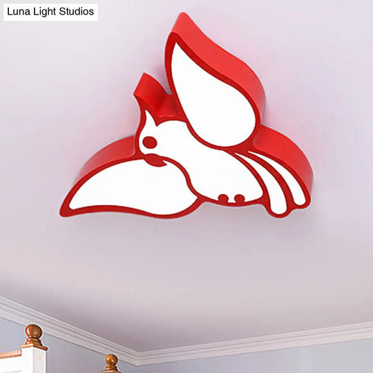 Modern Led Flushmount Ceiling Light: Stylish Flying Bird Design For Kindergarten Red / White 18