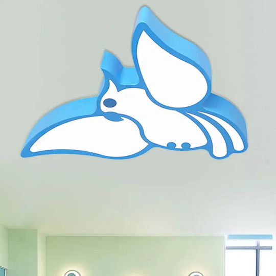 Modern Led Flushmount Ceiling Light: Stylish Flying Bird Design For Kindergarten Blue / White 18’