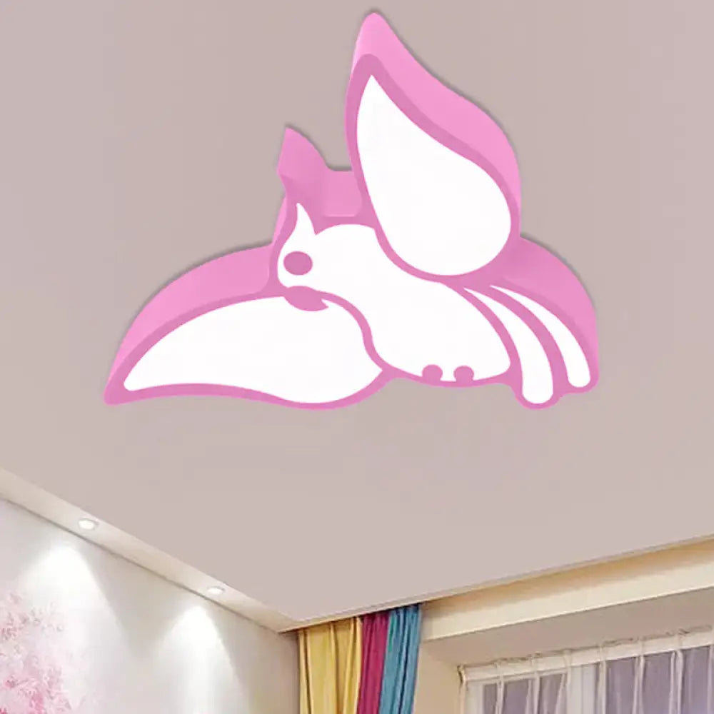 Modern Led Flushmount Ceiling Light: Stylish Flying Bird Design For Kindergarten Pink / White 18’