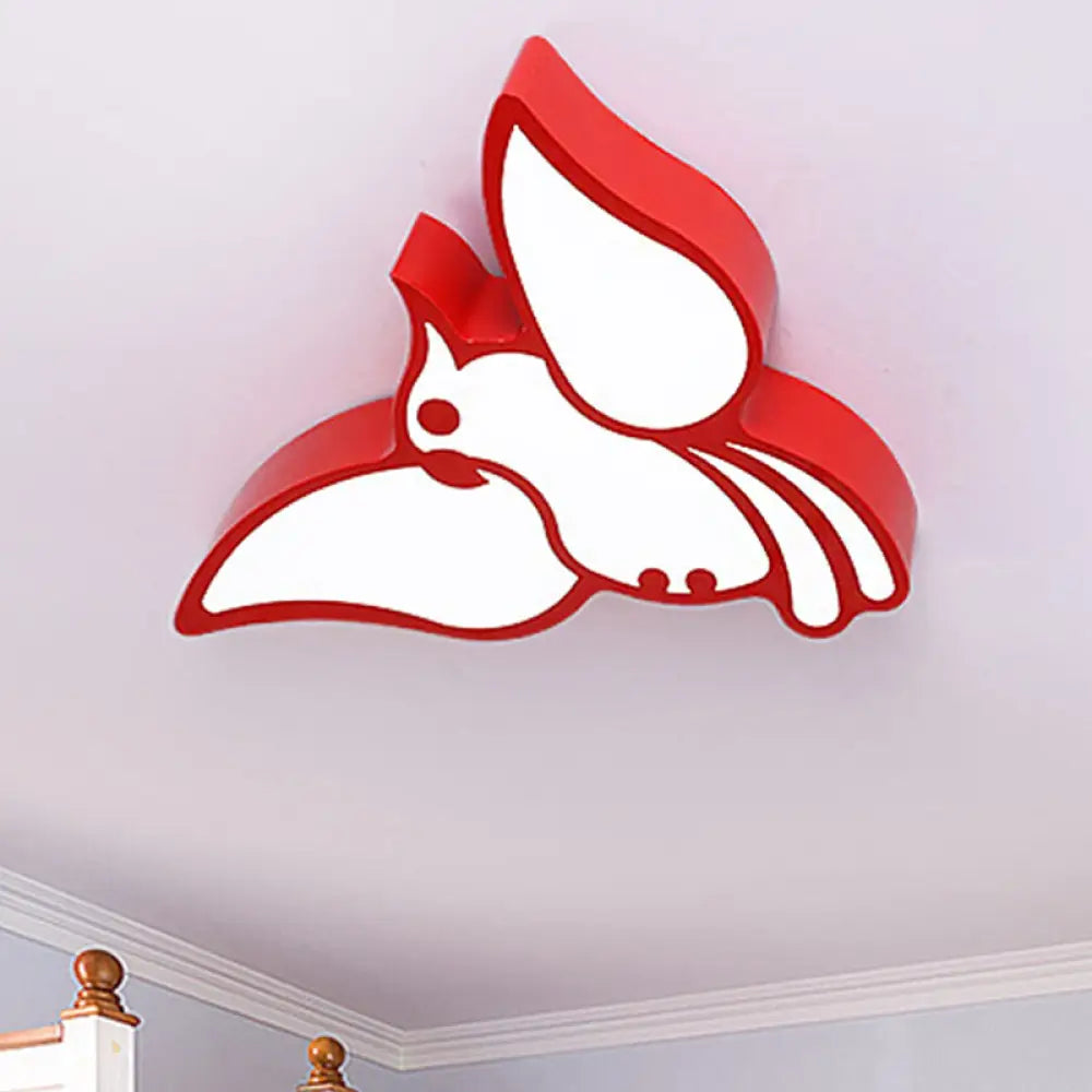 Modern Led Flushmount Ceiling Light: Stylish Flying Bird Design For Kindergarten Red / White 18’