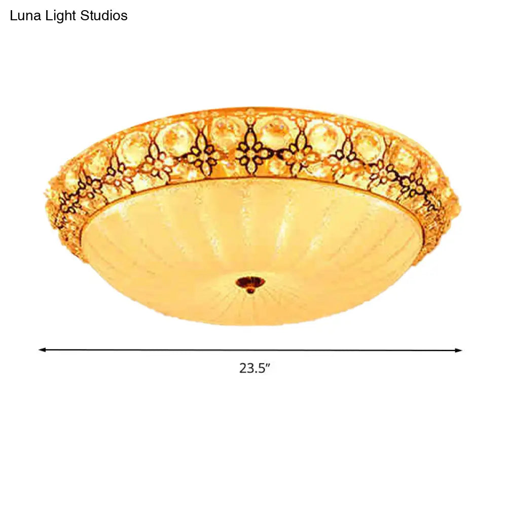 Modern Led Flushmount Ceiling Light - White Dimple Frosted Glass 16/19.5/23.5 Dia Warm/White