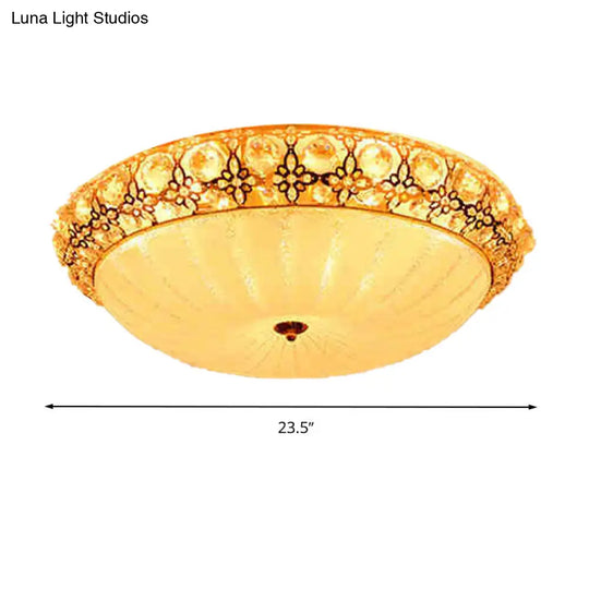 Modern Led Flushmount Ceiling Light - White Dimple Frosted Glass 16/19.5/23.5 Dia Warm/White