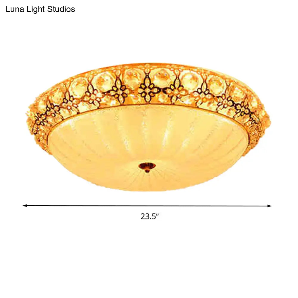 Modern Led Flushmount Ceiling Light - White Dimple Frosted Glass 16’/19.5’/23.5’ Dia Warm/White