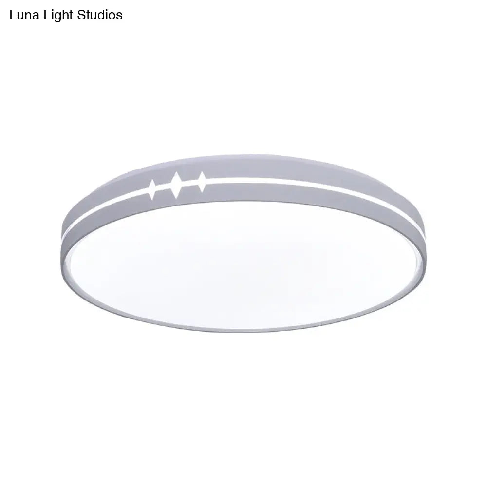 Modern Led Flushmount Ceiling Light With Acrylic Shade - Black/Grey/White Drum Design