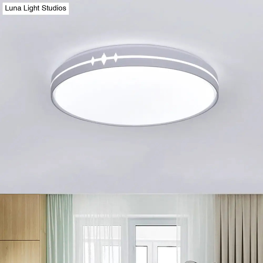 Modern Led Flushmount Ceiling Light With Acrylic Shade - Black/Grey/White Drum Design White