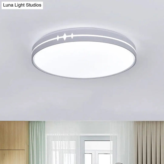 Modern Led Flushmount Ceiling Light With Acrylic Shade - Black/Grey/White Drum Design White