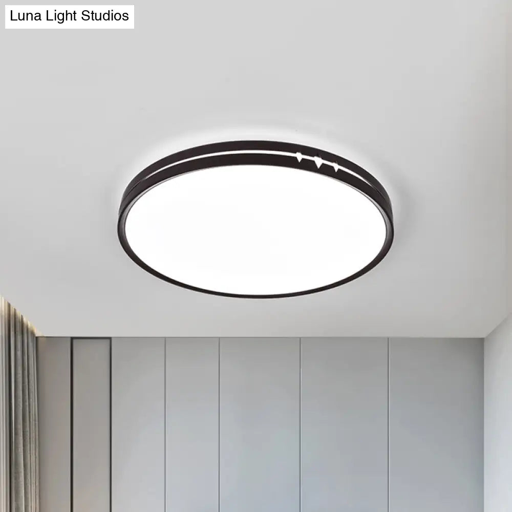 Modern Led Flushmount Ceiling Light With Acrylic Shade - Black/Grey/White Drum Design