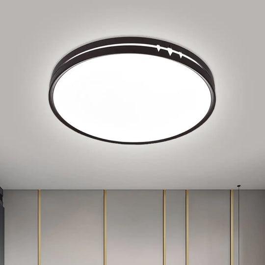 Modern Led Flushmount Ceiling Light With Acrylic Shade - Black/Grey/White Drum Design Black