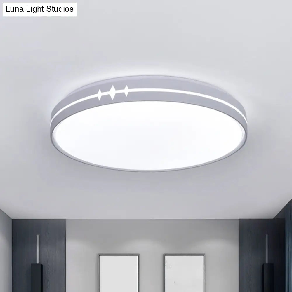 Modern Led Flushmount Ceiling Light With Acrylic Shade - Black/Grey/White Drum Design
