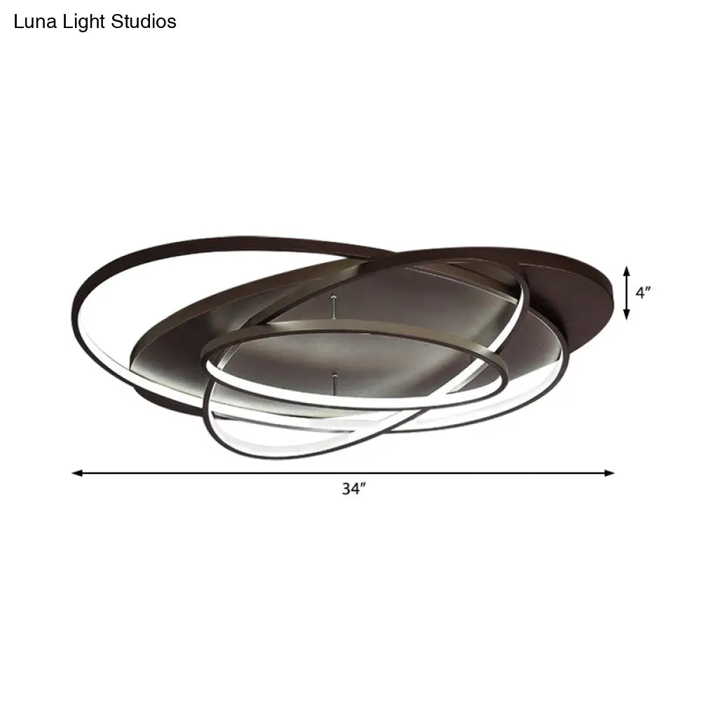 Modern Led Flushmount Light: Stylish Acrylic Ceiling Lamp For Office/Coffee Shop With Oval Shape -