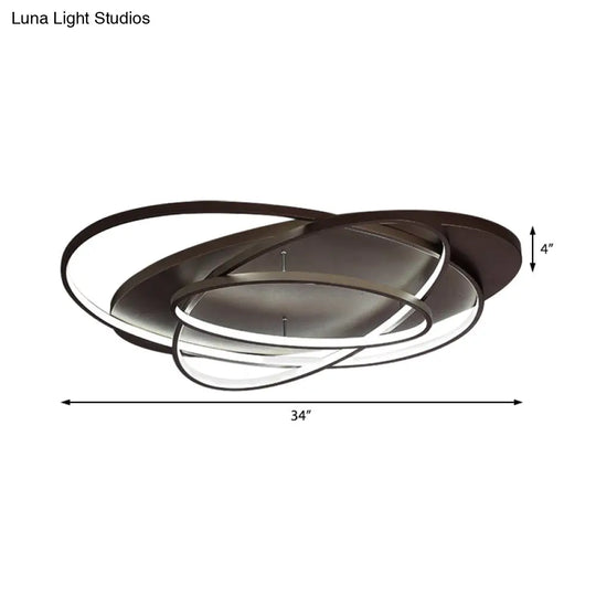 Modern Led Flushmount Light: Stylish Acrylic Ceiling Lamp For Office/Coffee Shop With Oval Shape -