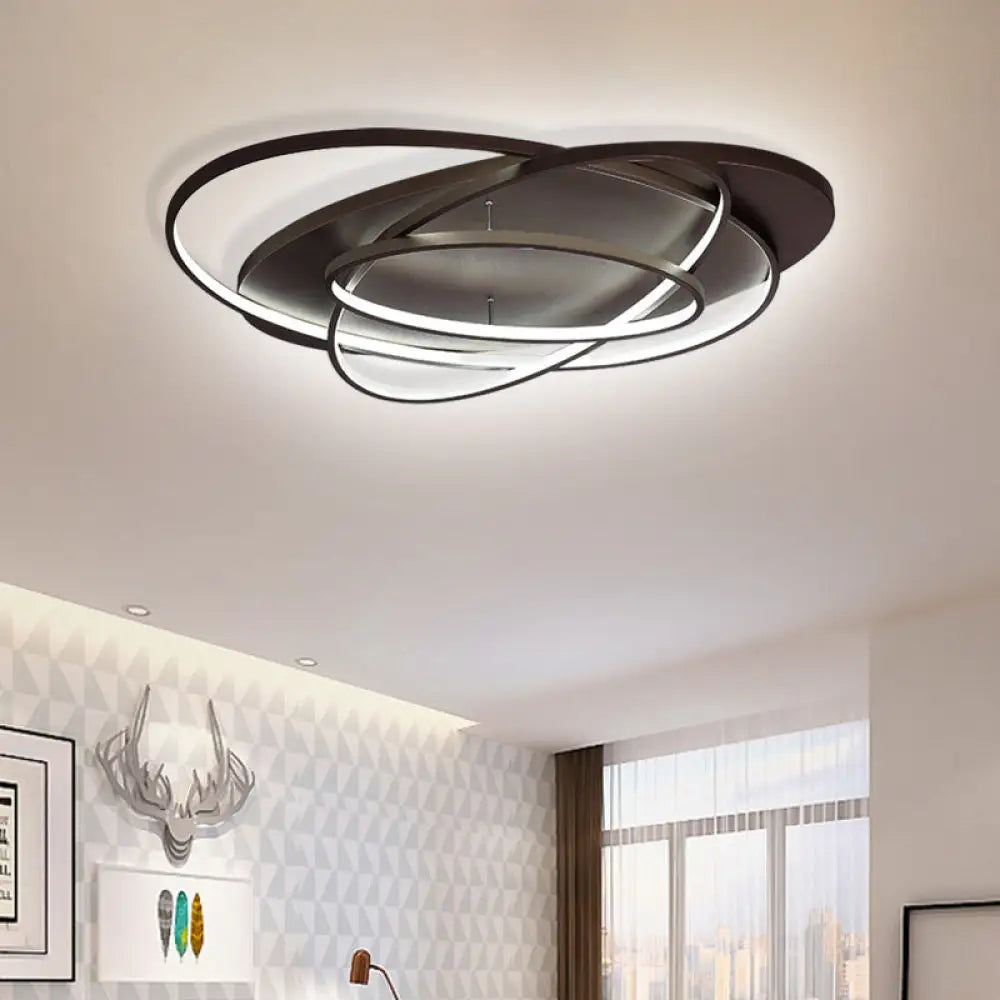 Modern Led Flushmount Light: Stylish Acrylic Ceiling Lamp For Office/Coffee Shop With Oval Shape -