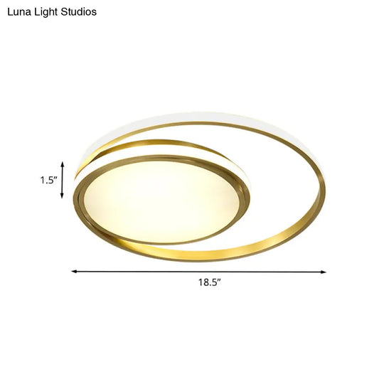 Modern Led Flushmount Light With Gold Finish And Acrylic Shade